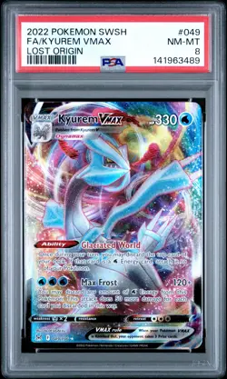 2022 POKEMON SWORD & SHIELD LOST ORIGIN #049 FULL ART/KYUREM VMAX PSA 8 - Image 1