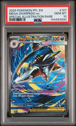 2025 POKEMON PHANTASMAL FLAMES SPECIAL ILLUSTRATION RARE MEGA SHARPEDO EX PSA 10 - Image 1