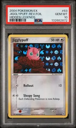 2004 POKEMON EX HIDDEN LEGENDS #63 JIGGLYPUFF-REVERSE FOIL PSA 10 - Image 1