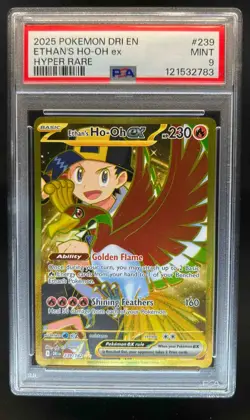 2025 Pokemon Destined Rivals Ethan's Ho-Oh ex #239/182 PSA 9 - Image 1