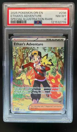 2025 Pokemon Destined Rivals Ethan's Adventure #236/182 PSA 8 - Image 1