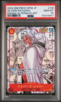 2024 ONE PIECE JPN OP08-TWO LEGENDS MANGA ALTERNATE ART SILVERS RAYLEIGH PSA 10 - Image 1