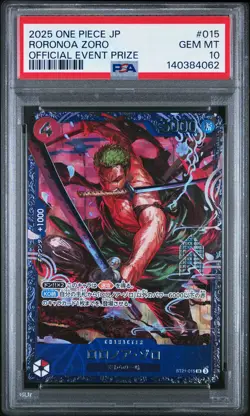2025 ONE PIECE JAPANESE PROMOS OFFICIAL EVENT PRIZE #015 RORONOA ZORO PSA 10 - Image 1