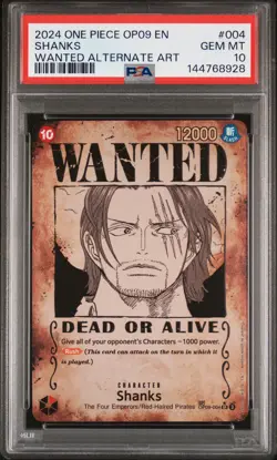 2024 ONE PIECE OP09-EMPERORS IN THE NEW WORLD WANTED ALTERNATE ART SHANKS PSA 10 - Image 1