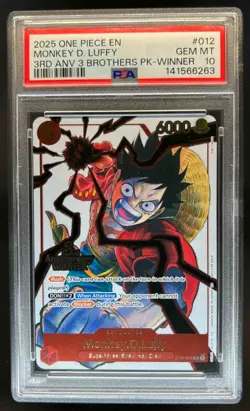 2025 One Piece 3rd Anv 3 Brothers Winner Monkey D Luffy #ST01-012 PSA 10 - Image 1