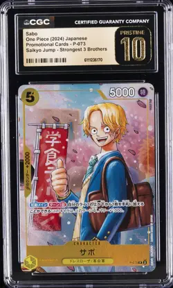2024 ONE PIECE JAPANESE SAIKYO JUMP PROMO #P-073 SABO CGC 10 PRISTINE - Image 1