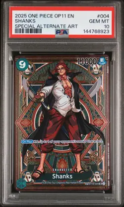 2025 ONE PIECE OP11-A FIST OF DIVINE SPEED SPECIAL ALTERNATE ART SHANKS PSA 10 - Image 1