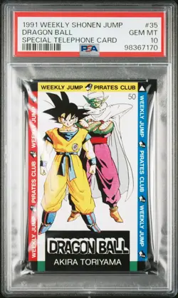 1991 WEEKLY SHONEN JUMP SPECIAL TELEPHONE CARDS #35 DRAGON BALL PSA 10 - Image 1