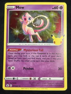 Mew 011/025 Celebrations Holo Rare Stamped Pokemon Card NM-LP - Image 1