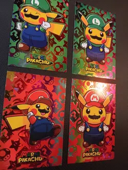 Pokemon 2024 Card Database Christmas Set Mario Luigi Pikachu 4x Set Rainbow - Image 2