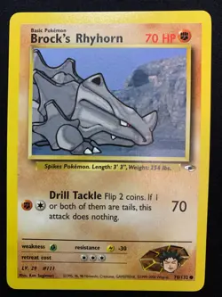 BROCK'S RHYHORN - 070/132 - GYM HEROES - POKEMON CARD - LP - Image 1