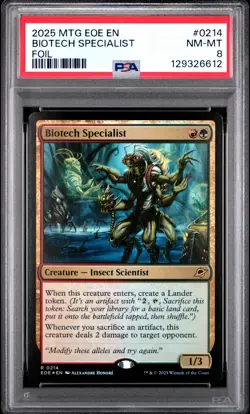 2025 MTG EDGE OF ETERNITIES FOIL #0214 BIOTECH SPECIALIST PSA 8 - Image 1