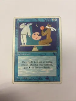 Stasis HP MTG 4th Fourth Edition English Regular White Border Skip Untap Step - Image 1