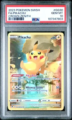 Pokemon TCG Crown Zenith: Galarian Gallery Pikachu GG30/GG70 PSA 10 - Image 1