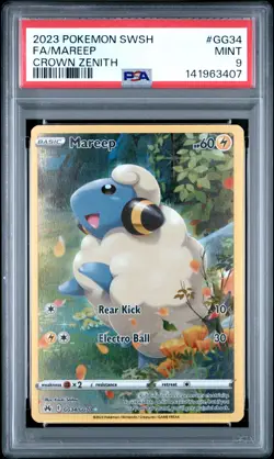 2023 POKEMON SWORD & SHIELD CROWN ZENITH #GG34 FULL ART/MAREEP PSA 9 - Image 1
