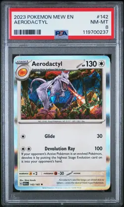 2023 POKEMON MEW EN-151 #142 AERODACTYL PSA 8 - Image 1