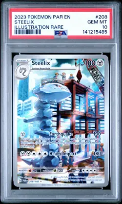 2023 POKEMON PAR EN-PARADOX RIFT ILLUSTRATION RARE #208 STEELIX PSA 10 - Image 1