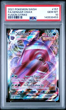 2021 POKEMON SWORD & SHIELD FUSION STRIKE #157 FULL ART/GENGAR VMAX PSA 10 - Image 1