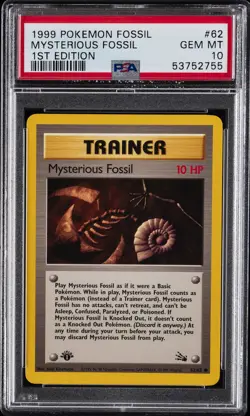 1999 POKEMON FOSSIL 1ST EDITION #62 MYSTERIOUS FOSSIL PSA 10 - Image 1