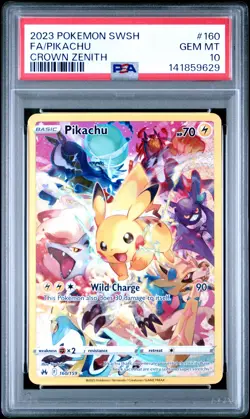 2023 POKEMON SWORD & SHIELD CROWN ZENITH #160 FULL ART/PIKACHU PSA 10 - Image 1