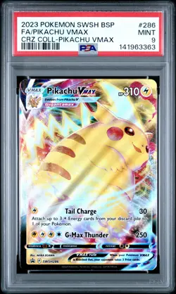 2023 POKEMON SWSH BLACK STAR PROMO #286 FULL ART/PIKACHU VMAX PSA 9 - Image 1