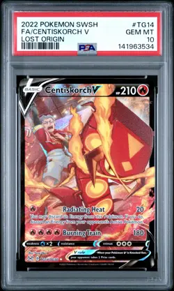 2022 POKEMON SWORD & SHIELD LOST ORIGIN #TG14 FULL ART/CENTISKORCH V PSA 10 - Image 1