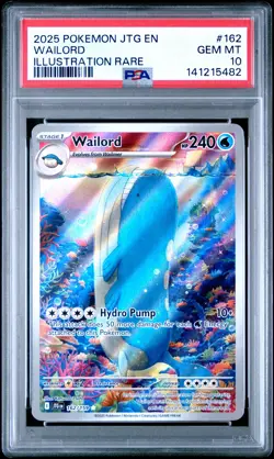 2025 POKEMON JTG EN-JOURNEY TOGETHER ILLUSTRATION RARE #162 WAILORD PSA 10 - Image 1