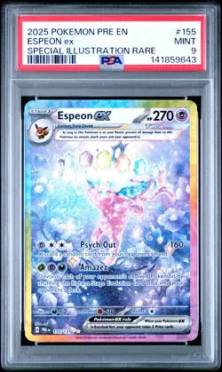 2025 POKEMON PRISMATIC EVOLUTIONS SPECIAL ILLUSTRATION RARE ESPEON EX PSA 9 - Image 1