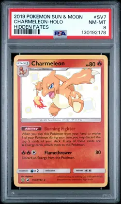 2019 POKEMON SUN & MOON HIDDEN FATES #SV7 CHARMELEON-HOLO PSA 8 - Image 1