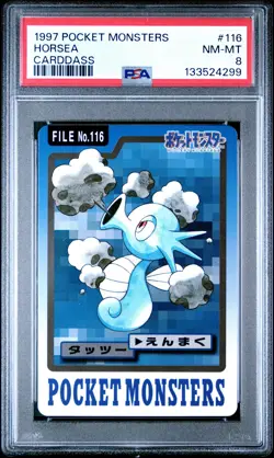 1997 POCKET MONSTERS CARDDASS #116 HORSEA PSA 8 - Image 1