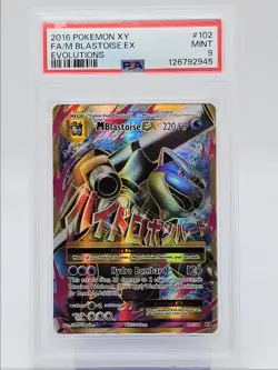 M BLASTOISE EX 2016 POKEMON XY EVOLUTIONS ULTRA RARE FA 102/108 PSA 9 Q0004 - Image 1