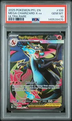 2025 POKEMON PFL EN-PHANTASMAL FLAMES ULTRA RARE #109 MEGA CHARIZARD X EX PSA 10 - Image 1