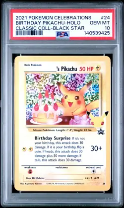 2021 POKEMON CELEBRATIONS CLASSIC COLLECTION #24 BIRTHDAY PIKACHU-HOLO PSA 10 - Image 1