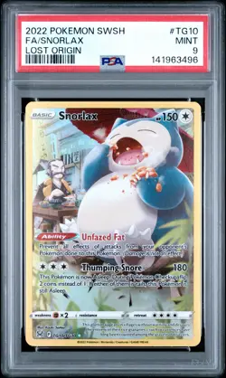 2022 POKEMON SWORD & SHIELD LOST ORIGIN #TG10 FULL ART/SNORLAX PSA 9 - Image 1
