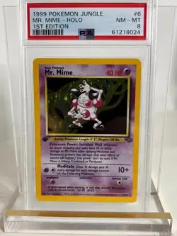 1999 POKEMON JUNGLE 1ST EDITION #22/64 MR. MIME PSA 8 NM - MT - Image 1