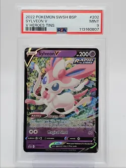 SYLVEON V 2022 POKEMON SWSH BSP V HEROES TINS #SWSH202 PSA 9 Q0004 - Image 1