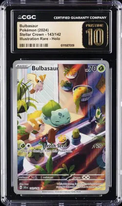 2024 POKEMON STELLAR CROWN ILLUSTRATION RARE HOLO BULBASAUR CGC 10 PRISTINE - Image 1