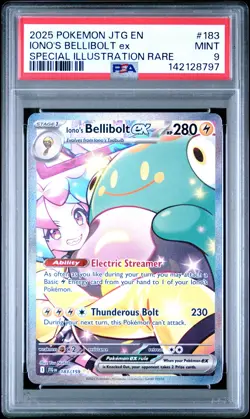 2025 POKEMON JTG SPECIAL ILLUSTRATION RARE #183 IONO'S BELLIBOLT EX PSA 9 - Image 1