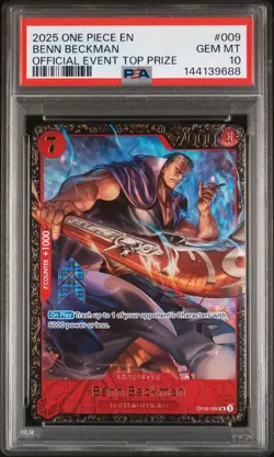 2025 ONE PIECE PROMOS OFFICIAL EVENT TOP PRIZE #009 BENN BECKMAN PSA 10 - Image 1