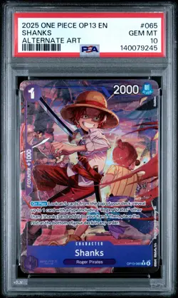 2025 ONE PIECE OP13-CARRYING ON HIS WILL ALTERNATE ART #065 SHANKS PSA 10 - Image 1