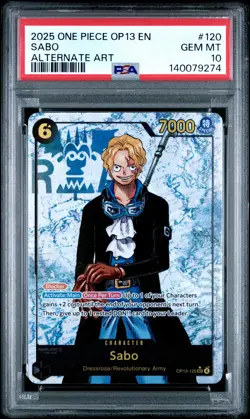 2025 ONE PIECE OP13-CARRYING ON HIS WILL ALTERNATE ART #120 SABO PSA 10 - Image 1