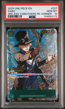 2025 ONE PIECE 3RD ANNIV TOURNAMENT 3 BROTHERS PACK WINNER #027 SABO PSA 10 - Image 1