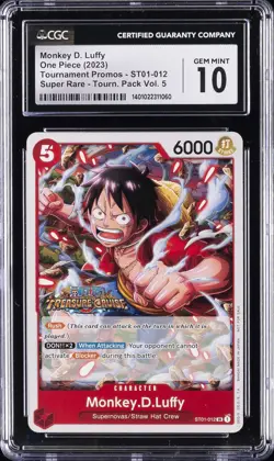 2023 ONE PIECE TOURNAMENT PROMO SUPER RARE MONKEY D. LUFFY CGC 10 GEM MINT - Image 1