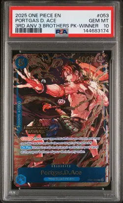 2025 ONE PIECE 3RD ANV TOURNAMENT 3 BROTHERS PACK WINNER PORTGAS D. ACE PSA 10 - Image 1