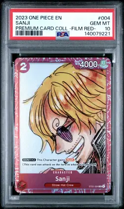 2023 ONE PIECE PREMIUM CARD COLLECTION ONE PIECE FILM RED #004 SANJI PSA 10 - Image 1