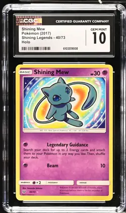 CGC 10 Shining Mew 40/73 Holo Shining Legends Pokemon Card - Image 1