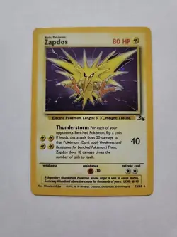 Pokemon TCG Zapdos Holo Rare Card 15/62 Fossil Base Set, Vintage 1999 LP WOTC - Image 2