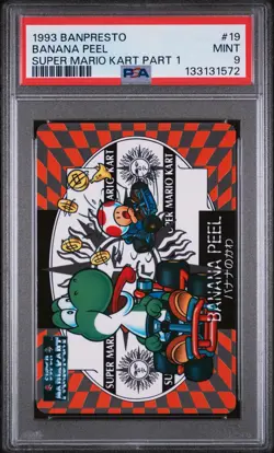 1993 BANPRESTO SUPER MARIO KART PART 1 #19 BANANA PEEL PSA 9 - Image 1
