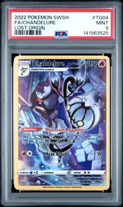 2022 POKEMON SWORD & SHIELD LOST ORIGIN #TG04 FULL ART/CHANDELURE PSA 9 - Image 1