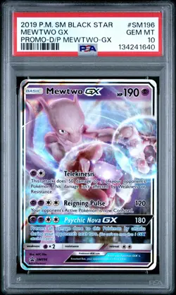 2019 POKEMON SM BLACK STAR PROMO DETECTIVE PIKACHU MEWTWO-GX MEWTWO GX PSA 10 - Image 1